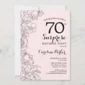 Invitation Blush Pink Floral Surprise 70e fête d'anniversaire (Devant)