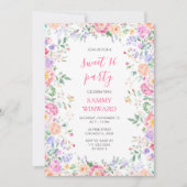 Invitation Blush Pink Floral Sweet 16 Wildflower Party (Devant)