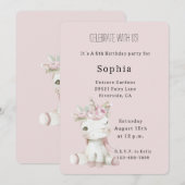Invitation Blush Pink Floral Unicorn Birthday (Devant / Derrière)