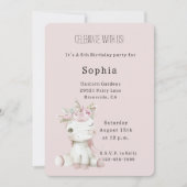 Invitation Blush Pink Floral Unicorn Birthday (Devant)