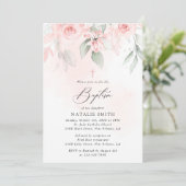 Invitation Blush Pink Flowers, Greenery, Boho, Floral Baptism (Debout devant)