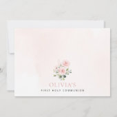 Invitation Blush Pink Flowers, Greenery, First Holy Communion (Dos)