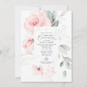 Invitation Blush Pink Flowers, Greenery, First Holy Communion (Devant)