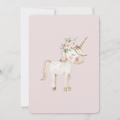 Invitation Blush Pink Flowers Unicorn Birthday (Dos)