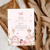 Invitation Blush Pink Forest Butterflies Fairy First Birthday