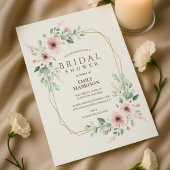 Invitation Blush Pink Geometric Bridal Shower Gold Hexagon