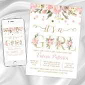 Invitation Blush Pink Gold C'Est Un Baby shower Fille