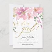 Invitation Blush Pink & Gold C'est une fille Baby shower flor (Devant)