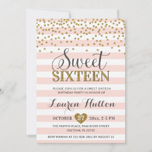 Invitation Blush Pink Gold Chic Sweet sixteen fête anniversai