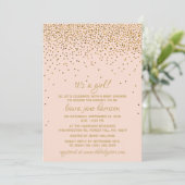 Invitation Blush Pink & Gold Confetti Baby shower fille (Debout devant)