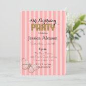 Invitation Blush Pink Gold Confetti Glitter 18th Birthday (Debout devant)
