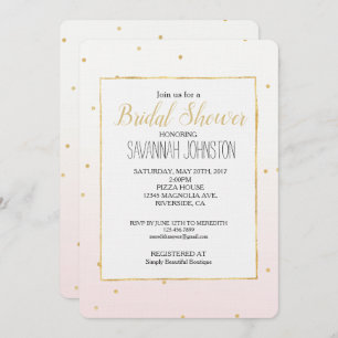 Invitation Blush Pink Gold Confetti Sparkle Ombre