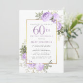 Invitation Blush Pink Gold Floral 60e fête d'anniversaire (Debout devant)