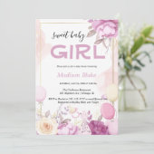 Invitation Blush pink gold Floral Girl baby shower (Debout devant)