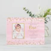 Invitation Blush Pink Gold ONE 1er Anniversaire Photo Invitat (Debout devant)