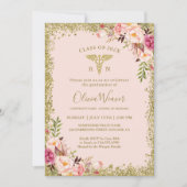 Invitation Blush Pink Gold Parties scintillant Infirmière (Devant)