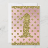 Invitation Blush Pink & Gold Parties scintillant Pois 1er ann (Dos)