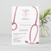Invitation Blush Pink Gold RN Soins infirmiers Parti de gradu (Debout devant)