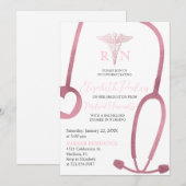 Invitation Blush Pink Gold RN Soins infirmiers Parti de gradu (Devant / Derrière)