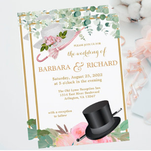 Invitation Blush Pink Gold Romantic Floral Mariage QR