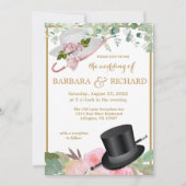 Invitation Blush Pink Gold Romantic Floral Mariage QR (Devant)
