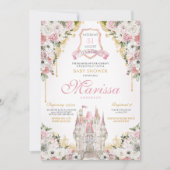 Invitation Blush Pink Gold Royal Castle Princess Baby shower (Devant)