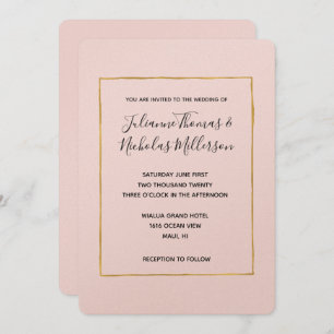 Invitation Blush Pink Gold Simple Chic Wedding Invite