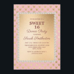Invitation Blush Pink Gold Tiara Sweet 16 Dance Party<br><div class="desc">Elégant et chic,  décoratif rose vif et doré tiaras / courns Sweet 16 invitation à la fête de danse pour les filles.</div>