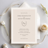 Invitation Blush Pink Laurel Wreath Mariage élégant