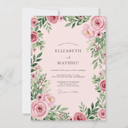 Invitation Blush Pink Luminous Botanical Wedding (Devant)