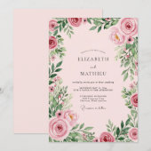 Invitation Blush Pink Luminous Botanical Wedding (Devant / Derrière)