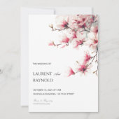 Invitation Blush Pink Magnolia Botanical Watercolor Wedding  (Devant)