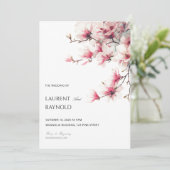 Invitation Blush Pink Magnolia Botanical Watercolor Wedding  (Debout devant)