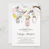 Invitation Blush Pink Mason Jars Fête de retraite Florale (Devant)