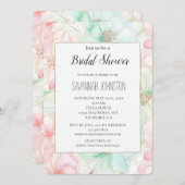 Invitation Blush Pink Mint Flowers Bridal Shower (Devant / Derrière)