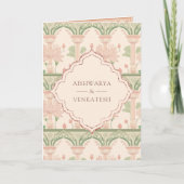 Invitation Blush Pink Mint Green Lotus Garden Indian Wedding (Devant)