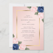 Invitation Blush Pink Navy Blue Gold FlorMariage (Devant)