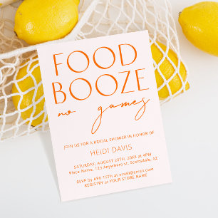 Invitation Blush Pink & Orange No Games Fête des mariées Invi