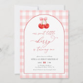 Invitation Blush Pink Our Sweet Cherry Girl 1er anniversaire (Devant)