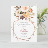 Invitation Blush Pink & Peach Floral & Frame Graduation Party (Debout devant)