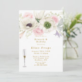 Invitation Blush Pink Peony Anemone Gold Brunch & Bubbly (Debout devant)