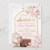 Invitation Blush Pink Peony Fête des mariées d'aventure (Devant)