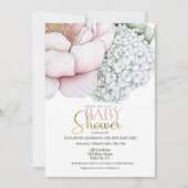 Invitation Blush Pink Peony Girl Baby Shower (Devant)