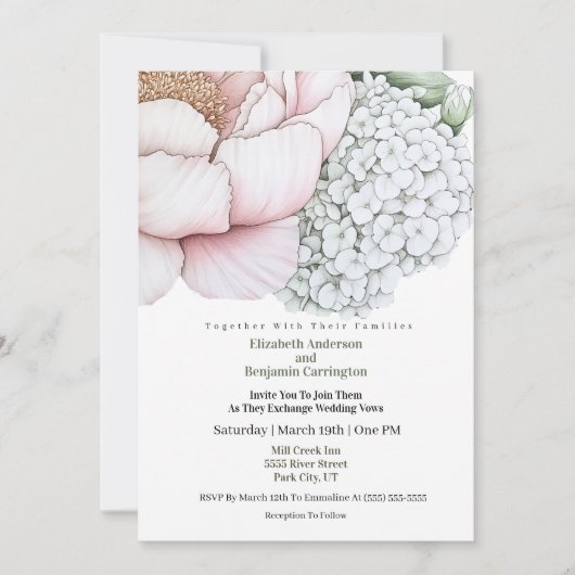 Invitation Blush Pink Peony Wedding (Devant)