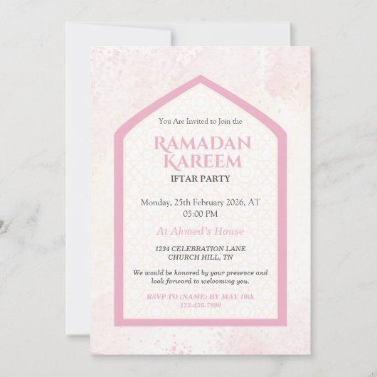 Invitation Blush Pink Personalized Ramadan Kareem Iftar (Devant)