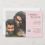 Invitation Blush PINK Photo Wedding Inviter QR Code Enregistr (Devant)