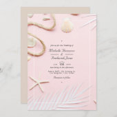 Invitation Blush Pink QR Code RSVP Beach Wedding (Devant / Derrière)