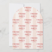 Invitation Blush Pink Red Cheers à 40 ans 40e anniversaire (Dos)