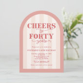 Invitation Blush Pink Red Cheers à 40 ans 40e anniversaire (Debout devant)