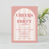Invitation Blush Pink Red Cheers à 40 ans 40e anniversaire (Debout devant)